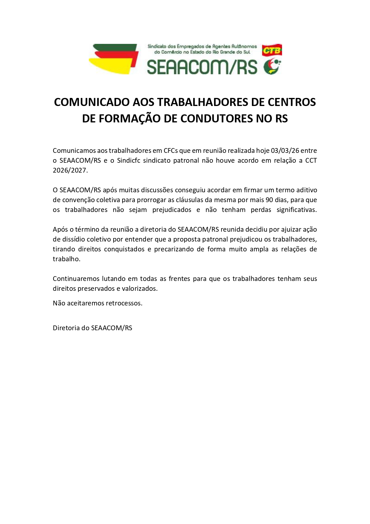04/03/2026 - COMUNICADO AOS TRABALHADORES DE CFCs NO RS