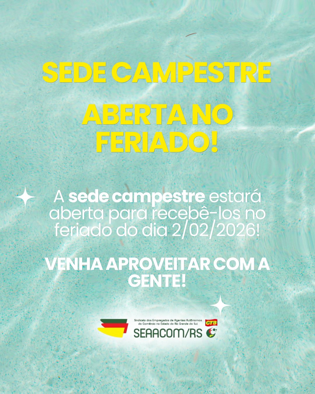SEDE CAMPESTRE ESTARÁ ABERTA EM 02/02/2026